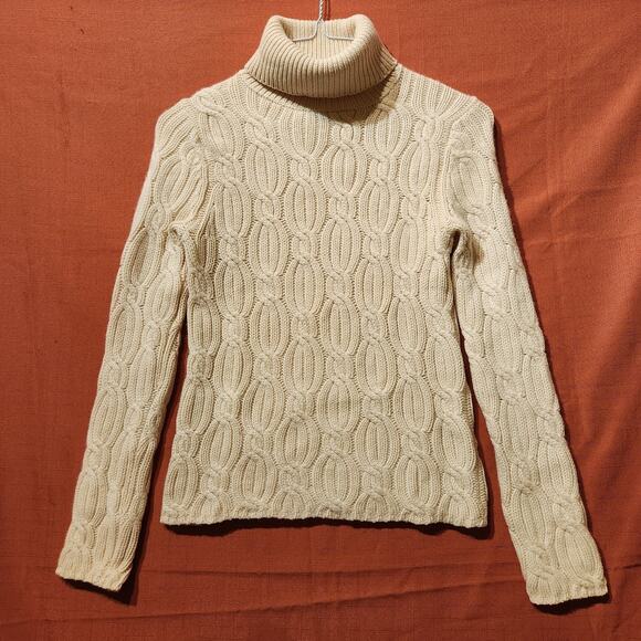 Charter Club Sz Small 100% Cashmere Cable-Knit Sweater White Preppy Quiet Luxury - Picture 1 of 8